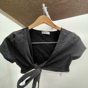 Adika Black Tie-Front Crop Top